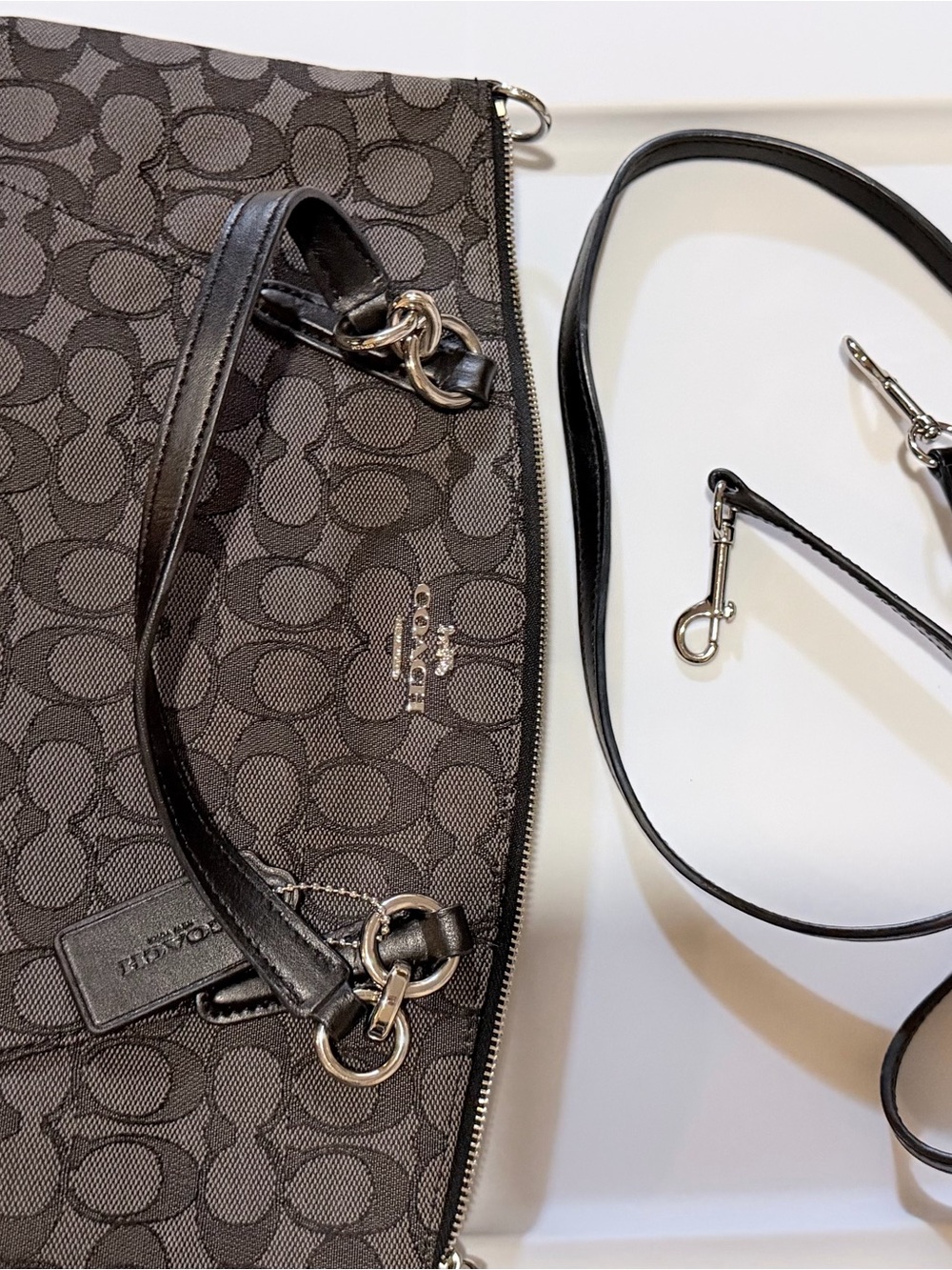 Coach Signature Tote in Charcoal and Black
